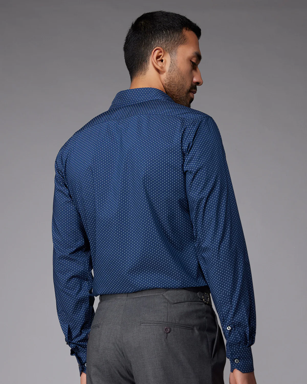 Polka Dot Printed Shirt - Navy - Image 5