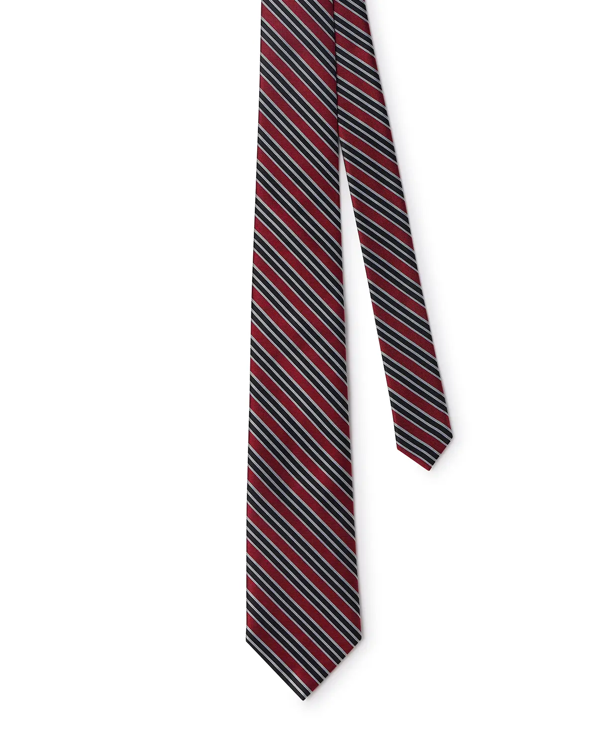 Prestige 100% Silk Striped Tie - Maroon & Black - Image 3