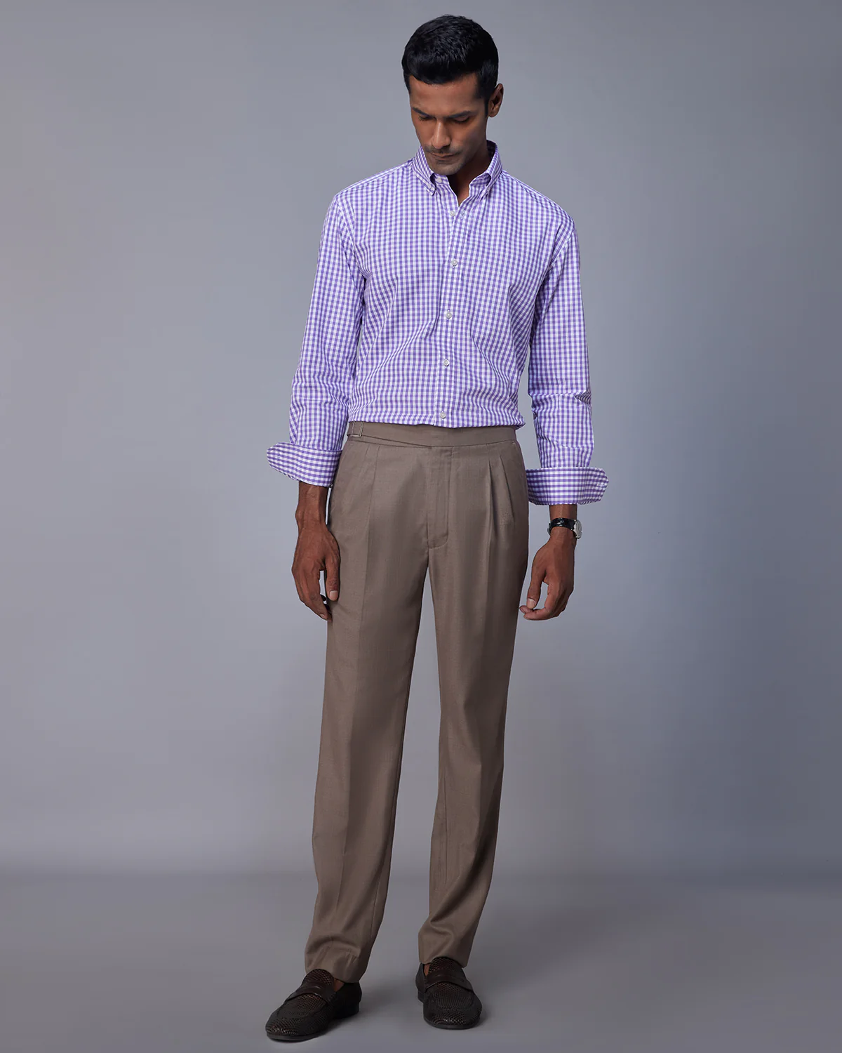 Purple Gingham Checked Shirt - Image 3