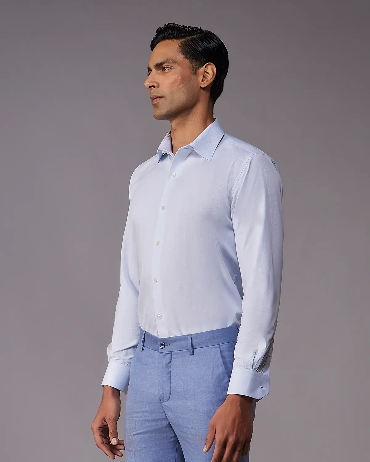 Reid & Taylor Light Blue Textured Dobby Shirt - Image 2