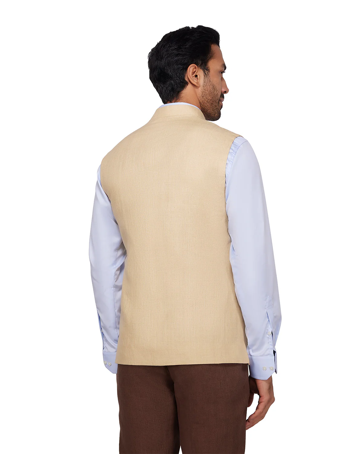 Sandstone Linen Nehru Jacket - Beige - Image 4