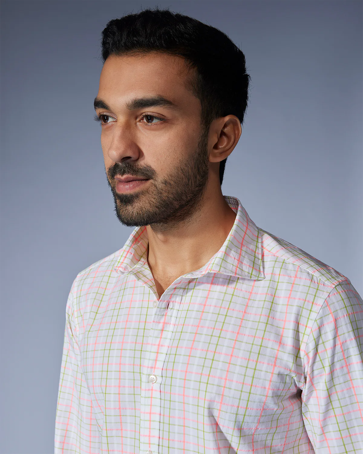 Seersucker Checked Shirt - Pink & Green - Image 2
