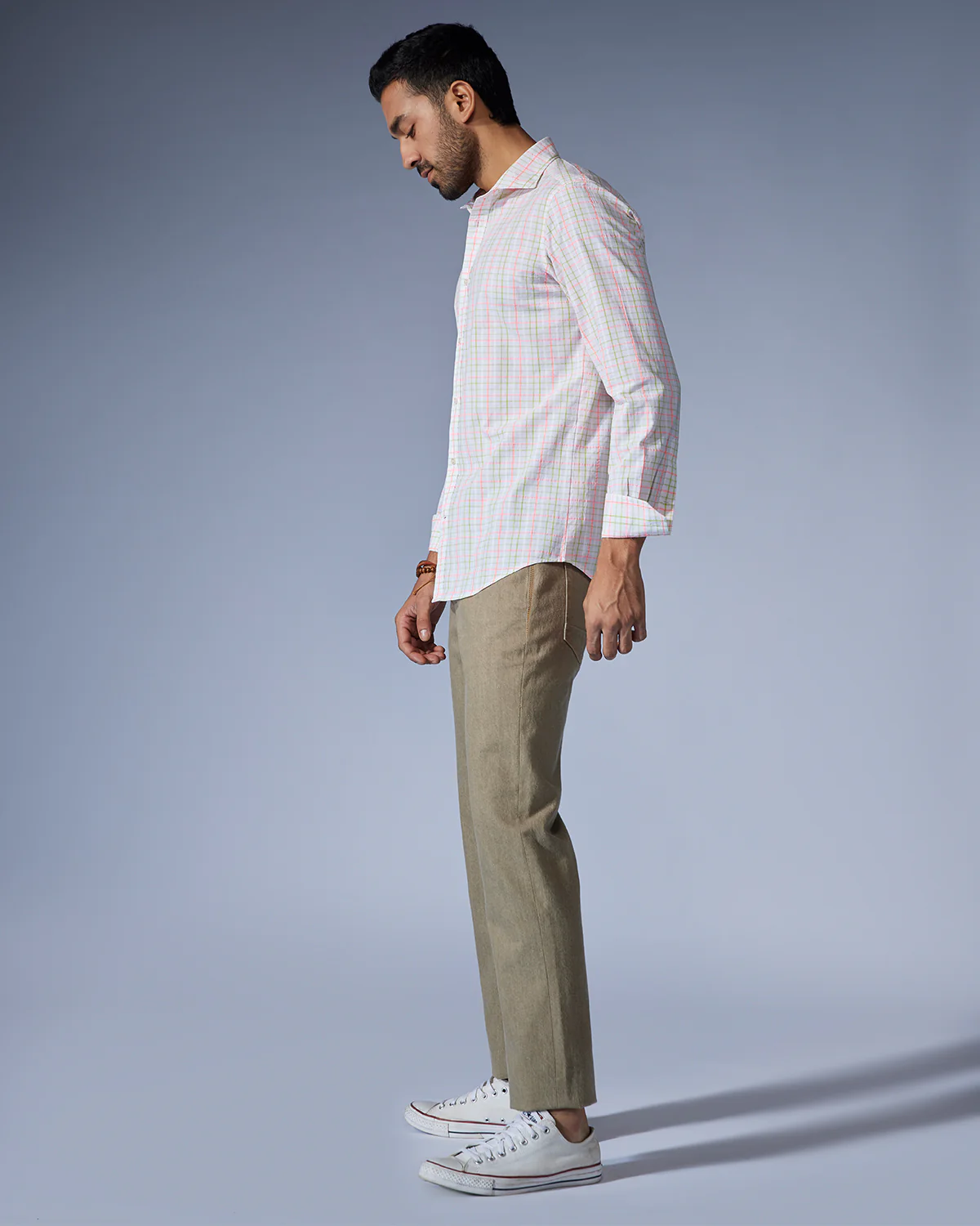 Seersucker Checked Shirt - Pink & Green - Image 4