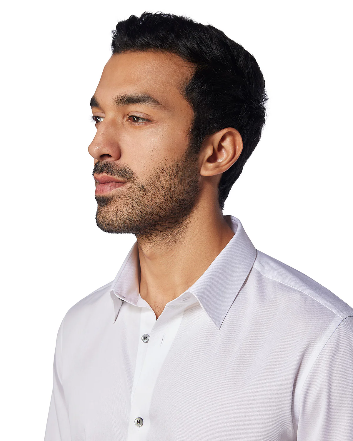 Self-Striped Cotton Dobby Shirt - White - Image 2
