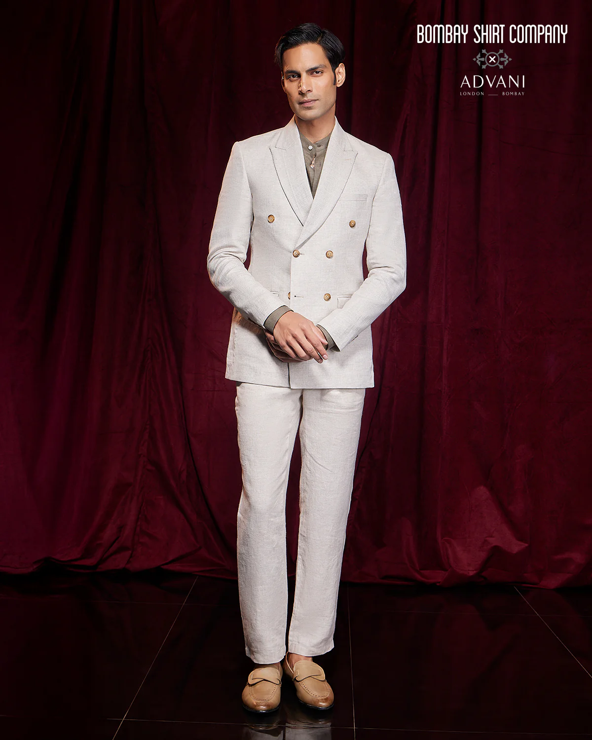 Serenade 100% Linen Double Breasted Blazer - Beige - Image 4