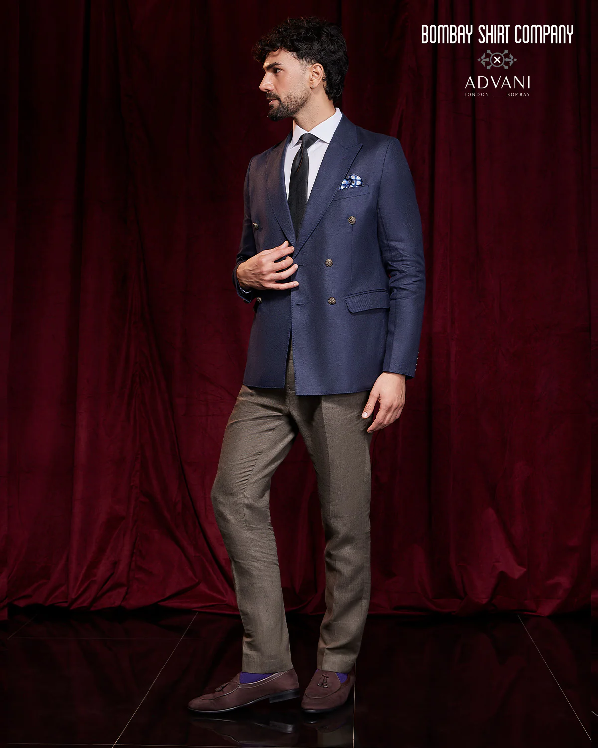 Serenade 100% Linen Double Breasted Blazer - Navy - Image 3