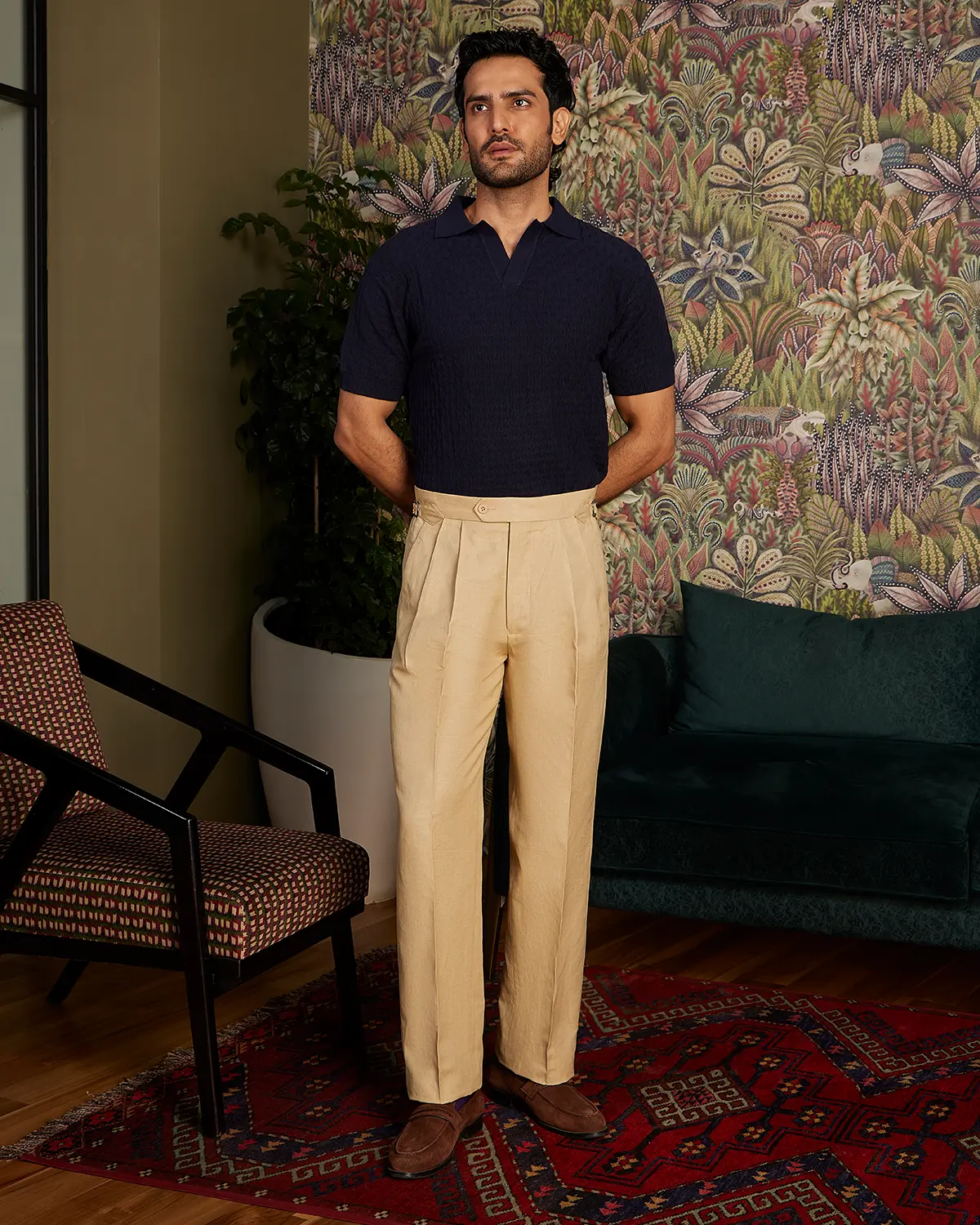 Siena Cotton Linen Relaxed Neapolitan Pants – Khakhi - Image 3