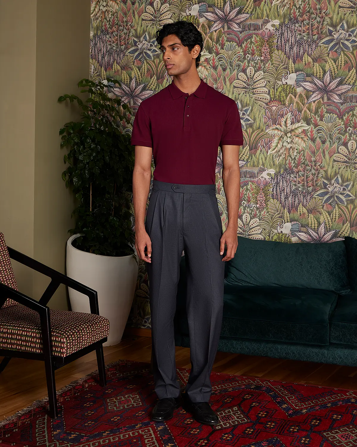Signature Classic Button Polo - Dark Wine - Image 4