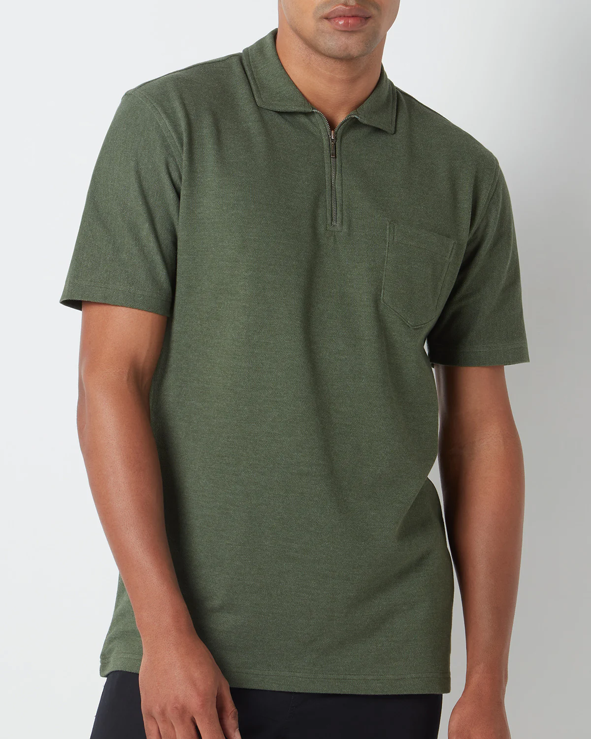 Signature Zipper Polo - Olive