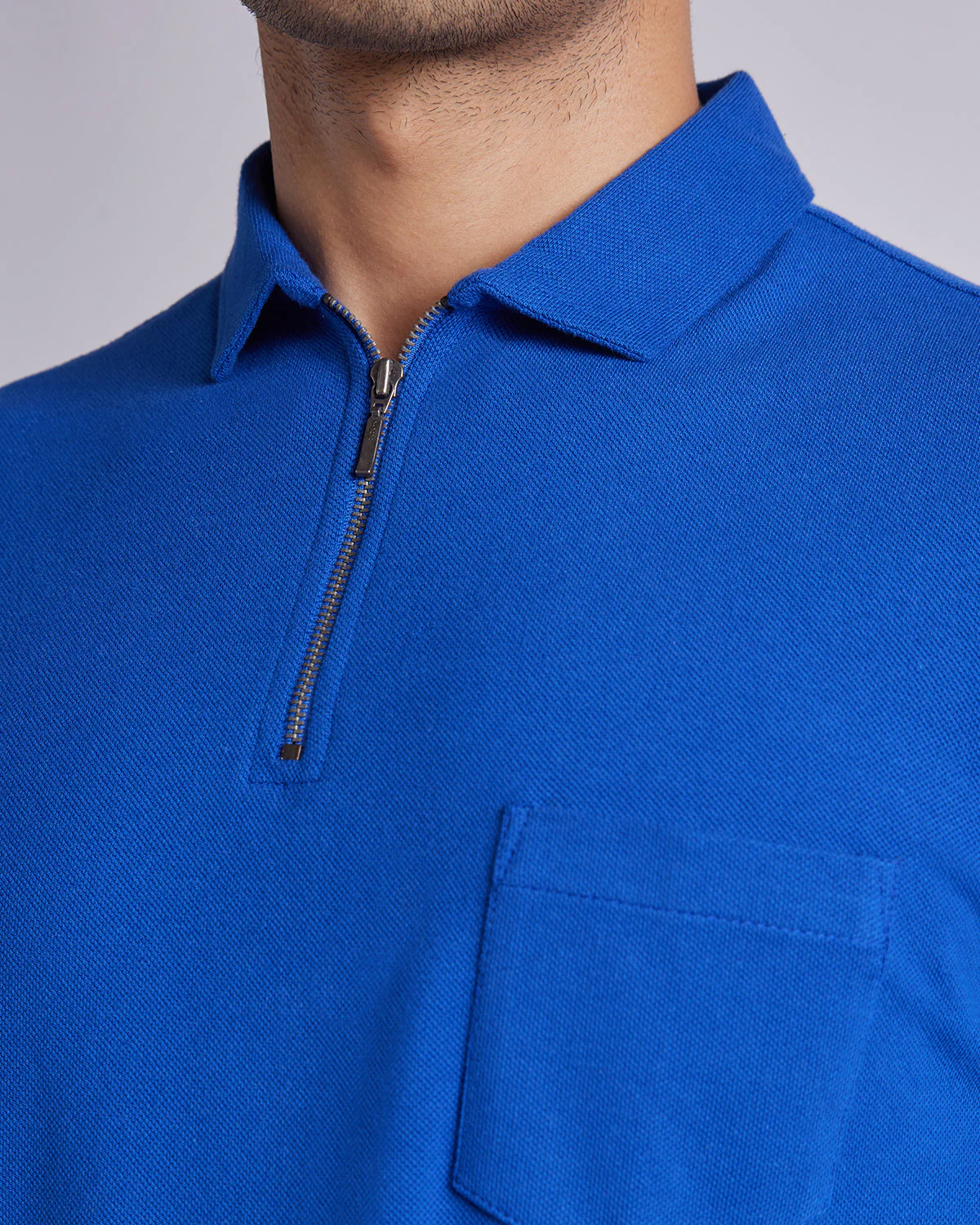 Signature Zipper Polo - Royal Blue - Image 2