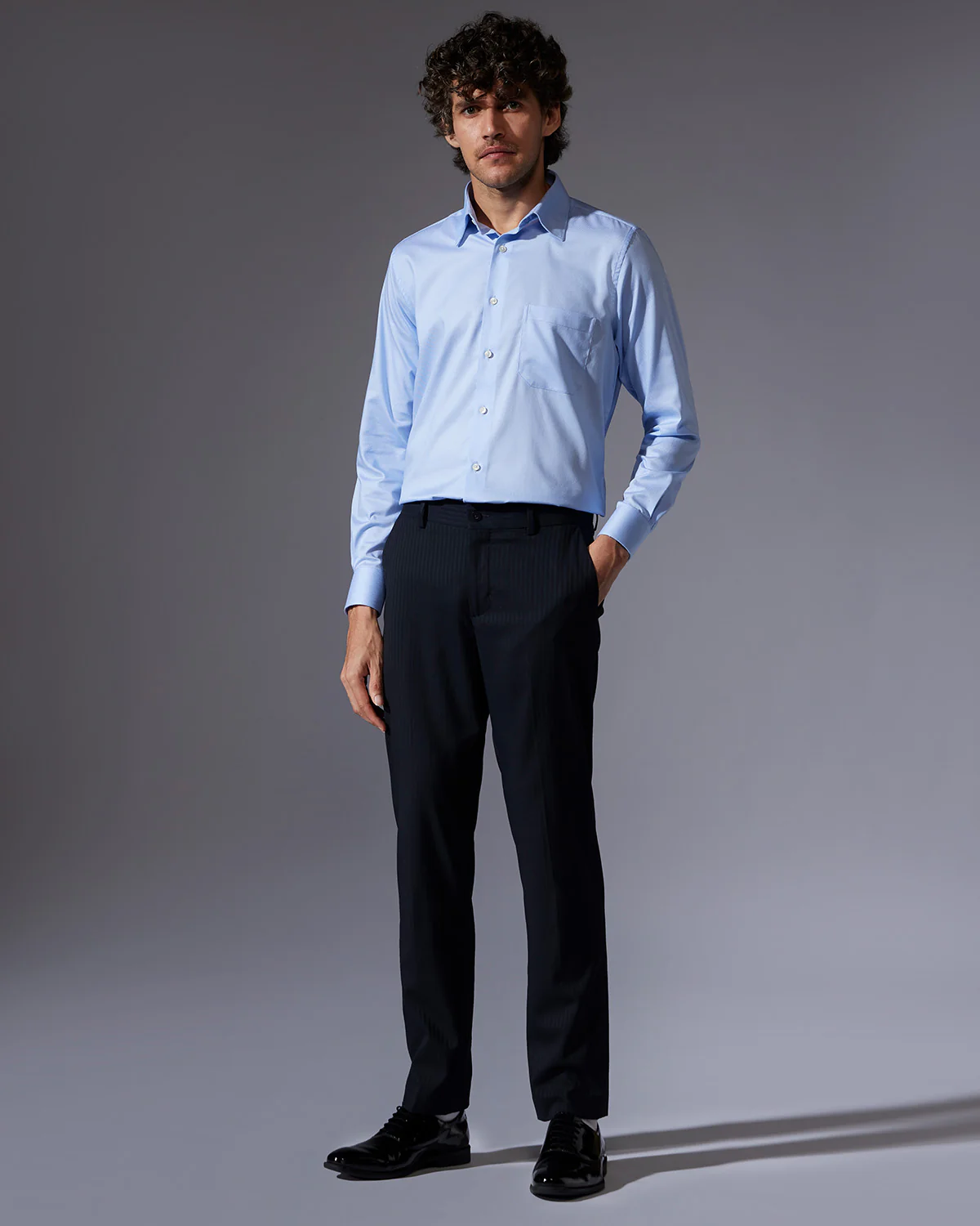 Sky Blue Stretch Dobby Shirt - Image 4