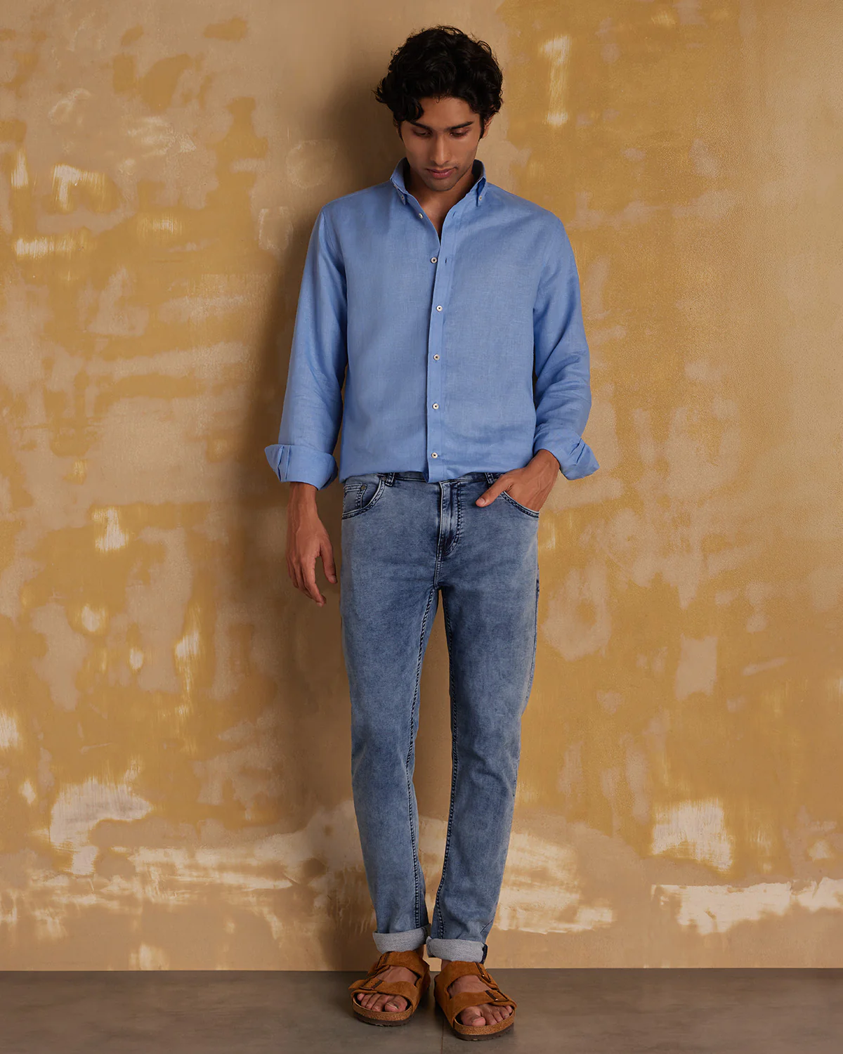 Soft Washed Linen Shirt - Blue - Image 3