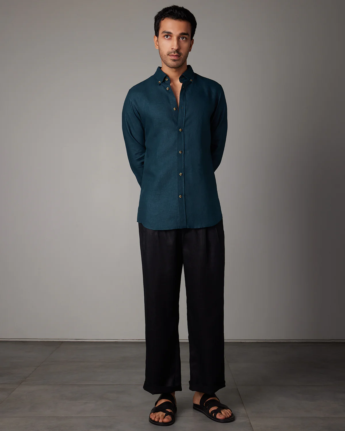 Soft Washed Linen Shirt - Bottle Green - Image 3