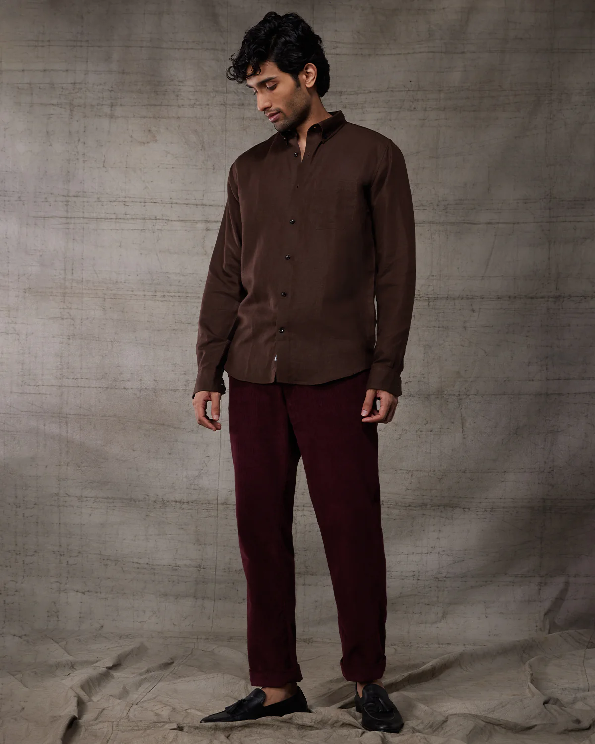 Soft Washed Linen Shirt - Dark Brown - Image 3