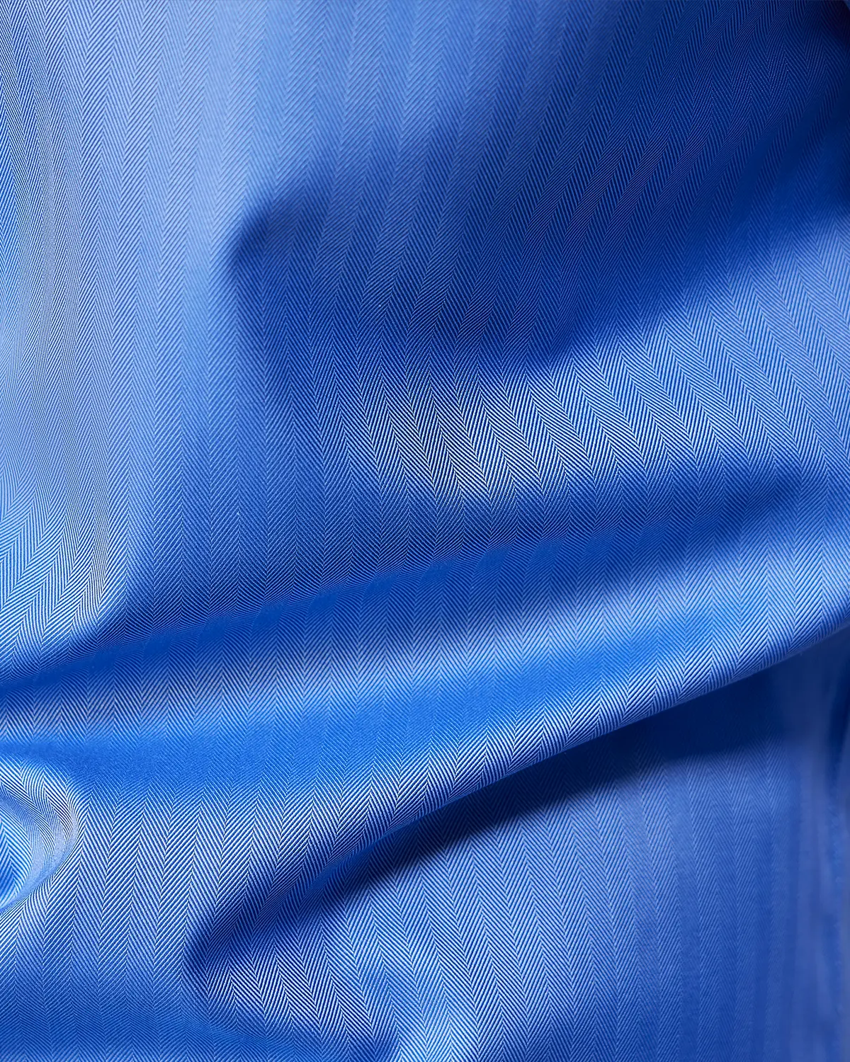 2-Ply Egyptian Cotton Mid Blue Herringbone Shirt - Image 6