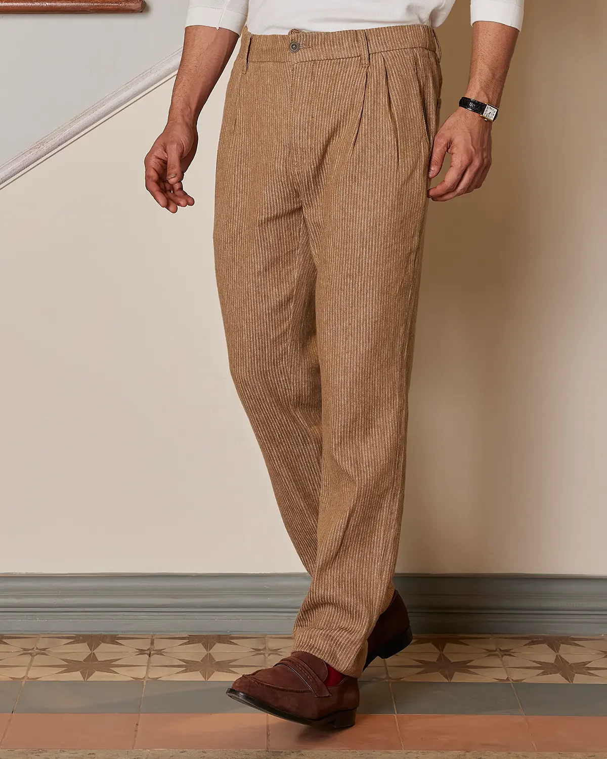 Solan Washed Striped Lounge Pants - Khaki - Image 3