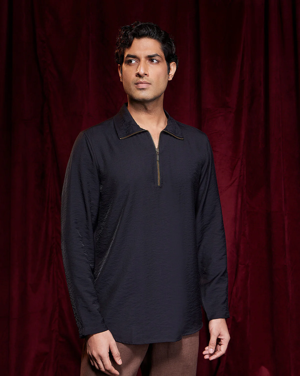 Solstice High-Neck Zipper Shirt - Black - Image 2