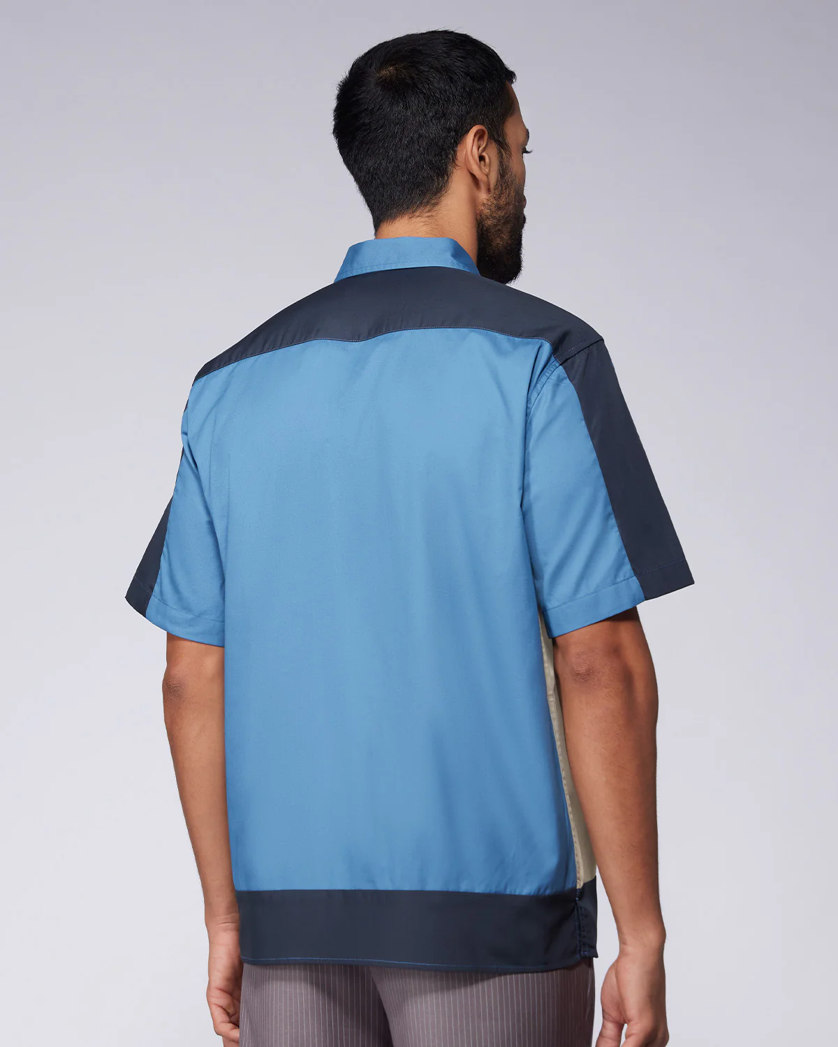 Steel Blue Half-Sleeve Cut & Sew Shirt - Image 3