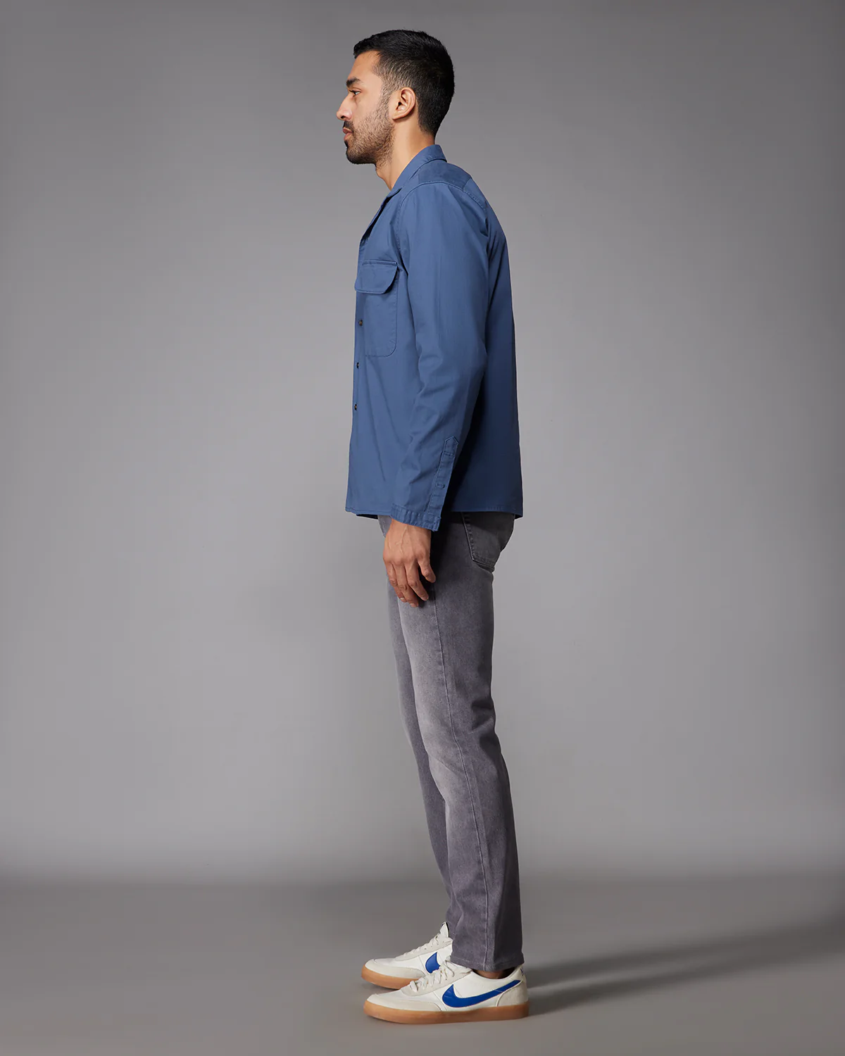 Steel Blue Stretch Twill Shirt - Image 5