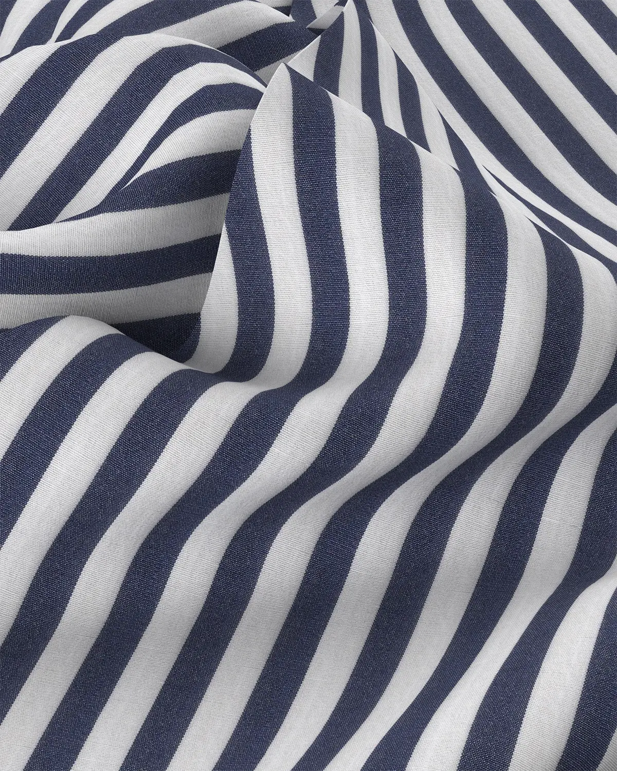 Stretch Cotton Striped Shirt - Navy & White - Image 3