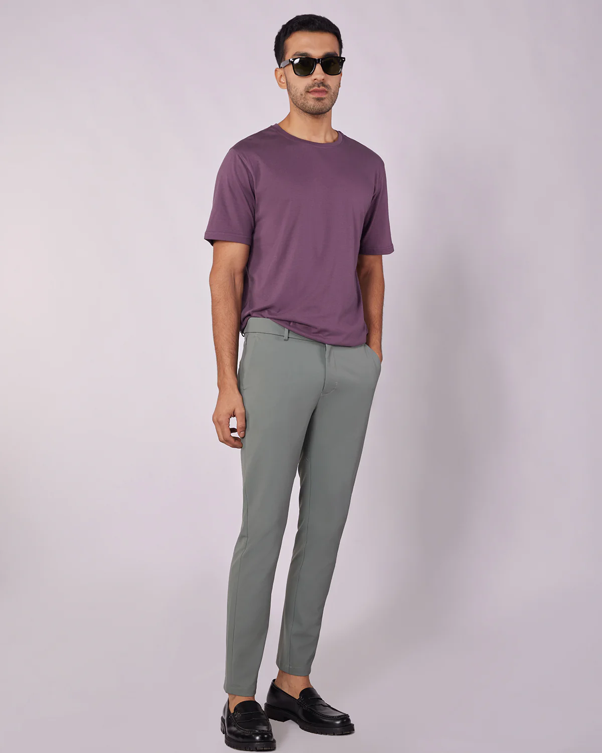 Tailored 4-Way Stretch Nylon Smart Pants - Green - Image 4