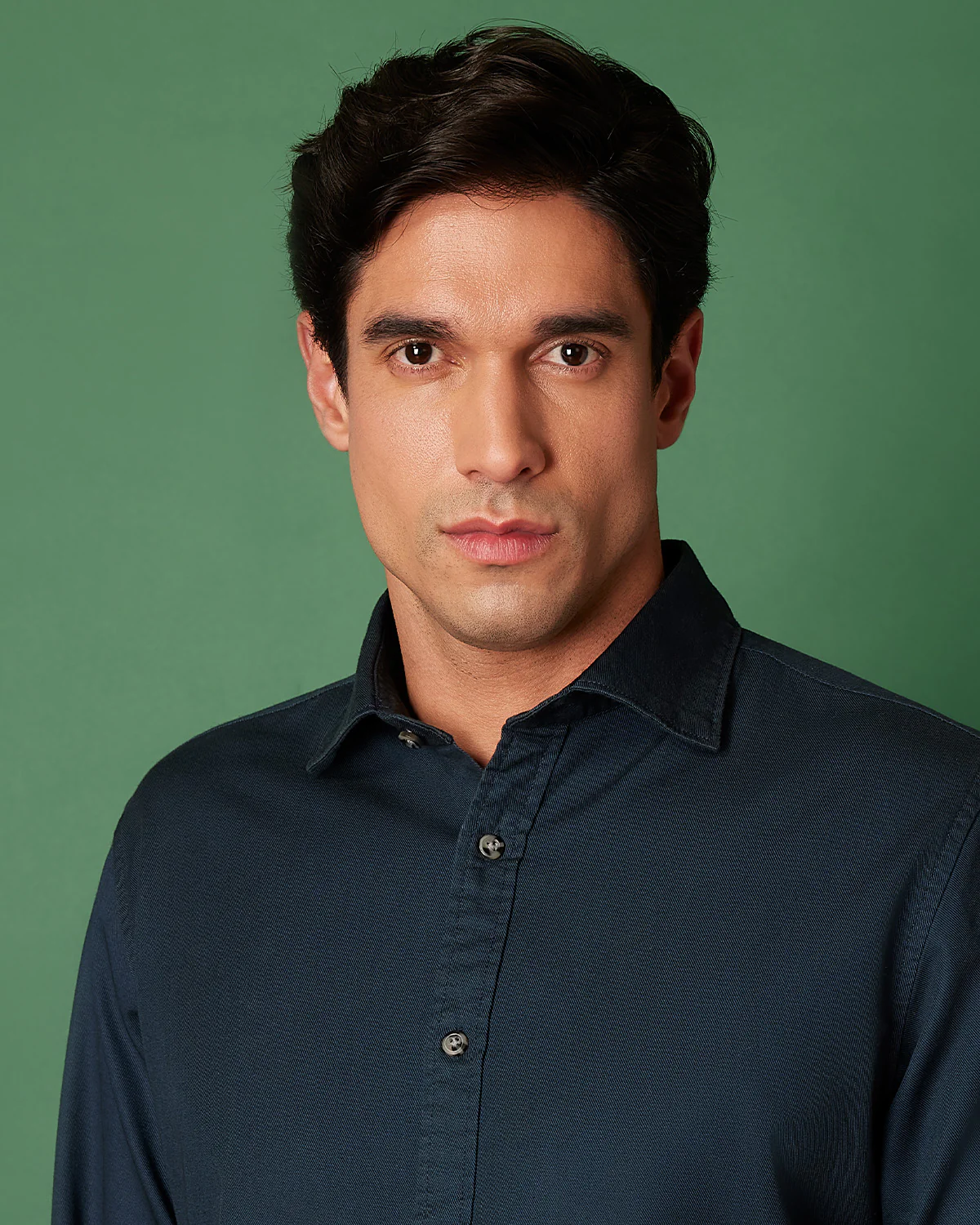 Mid Blue Distressed Cotton Twill Shirt - Image 7