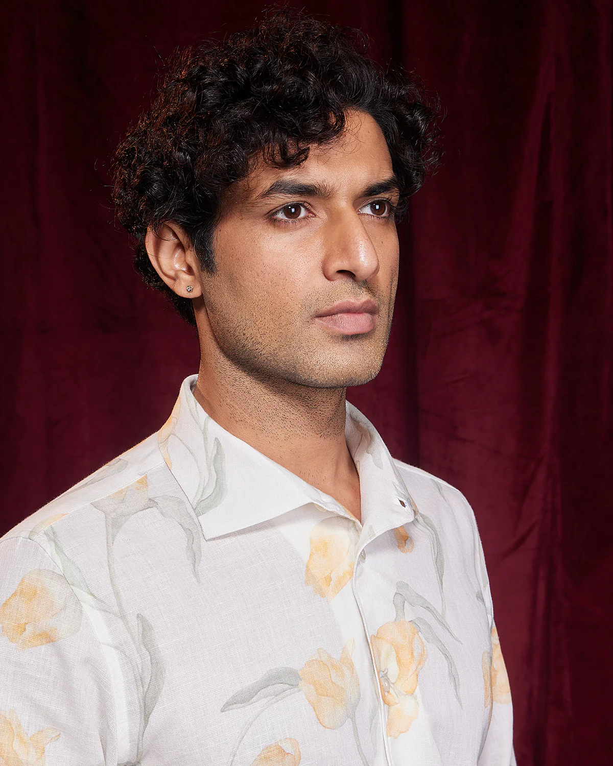 Terrace Cotton Linen Printed Shirt - Yellow - Image 3