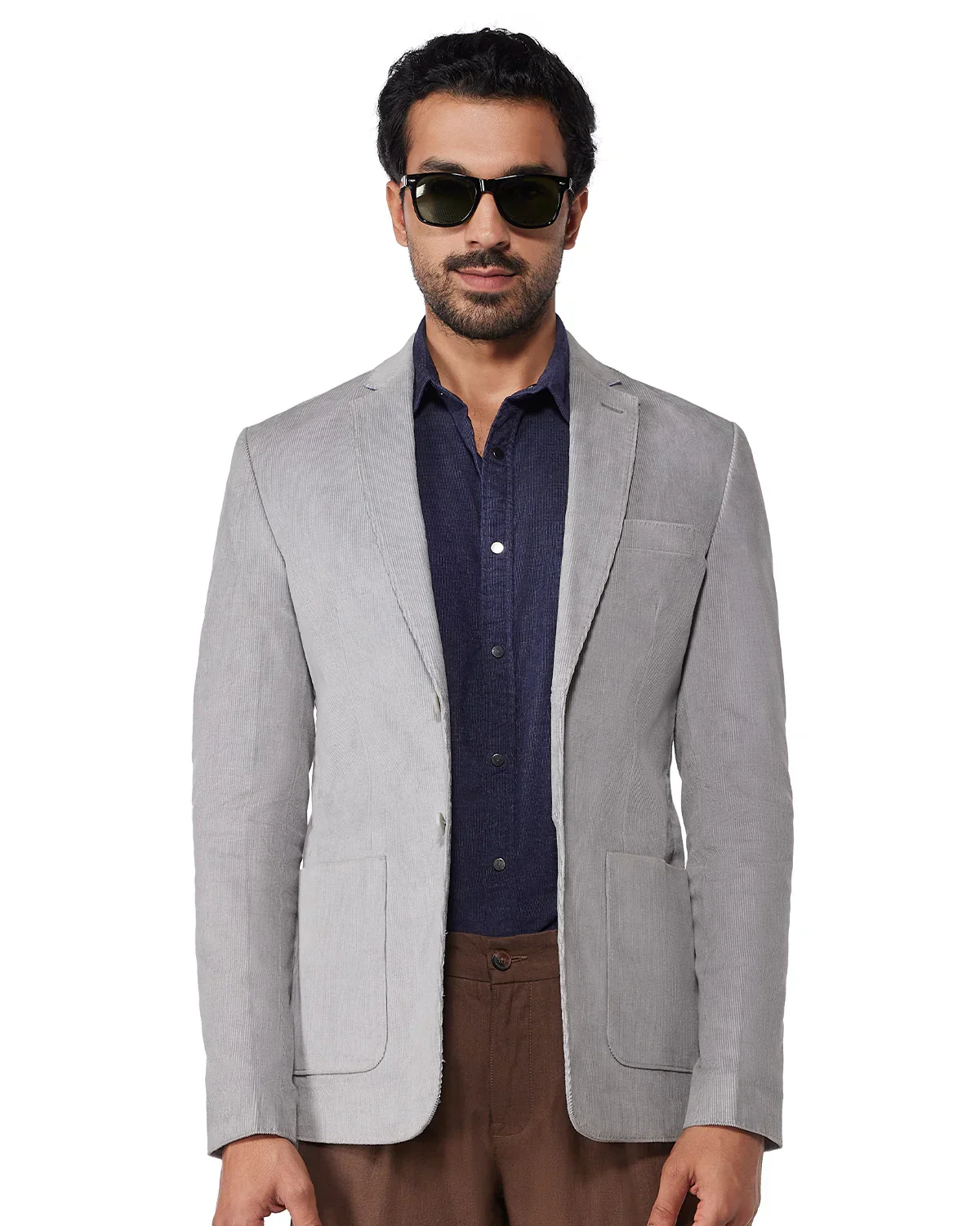 The Belgravia Stretch Corduroy Blazer - Light Grey - Image 4