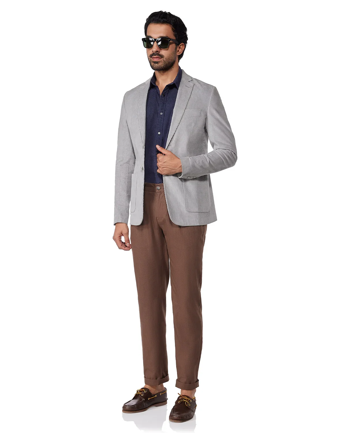 The Belgravia Stretch Corduroy Blazer - Light Grey - Image 5