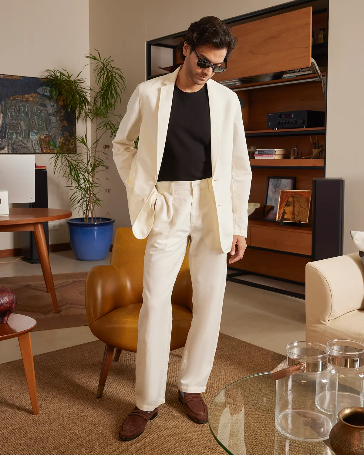 The Bellagio Soft Tailored Blazer - Ecru - Image 3