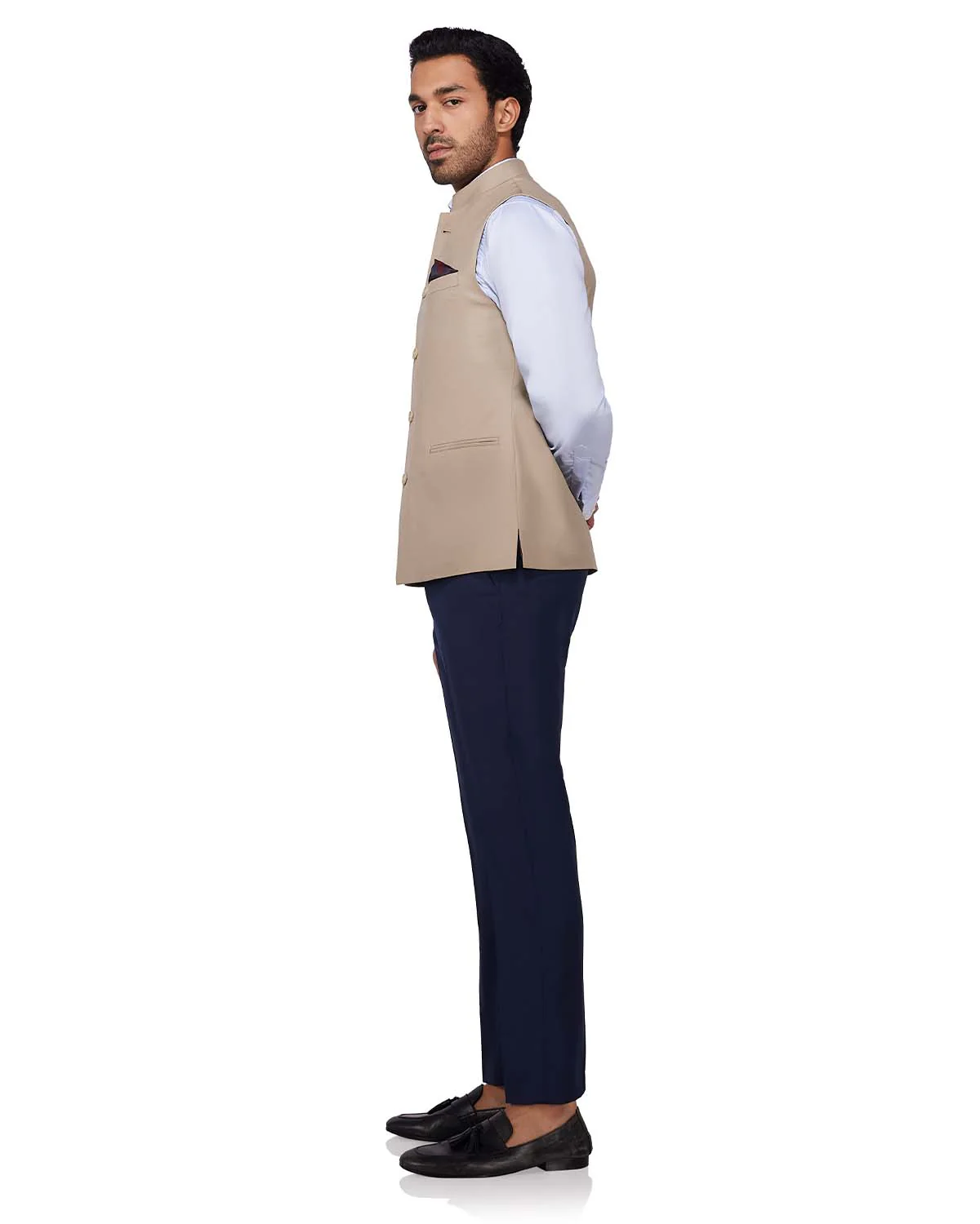 The Cresta Blended Wool Nehru Jacket - Beige - Image 5