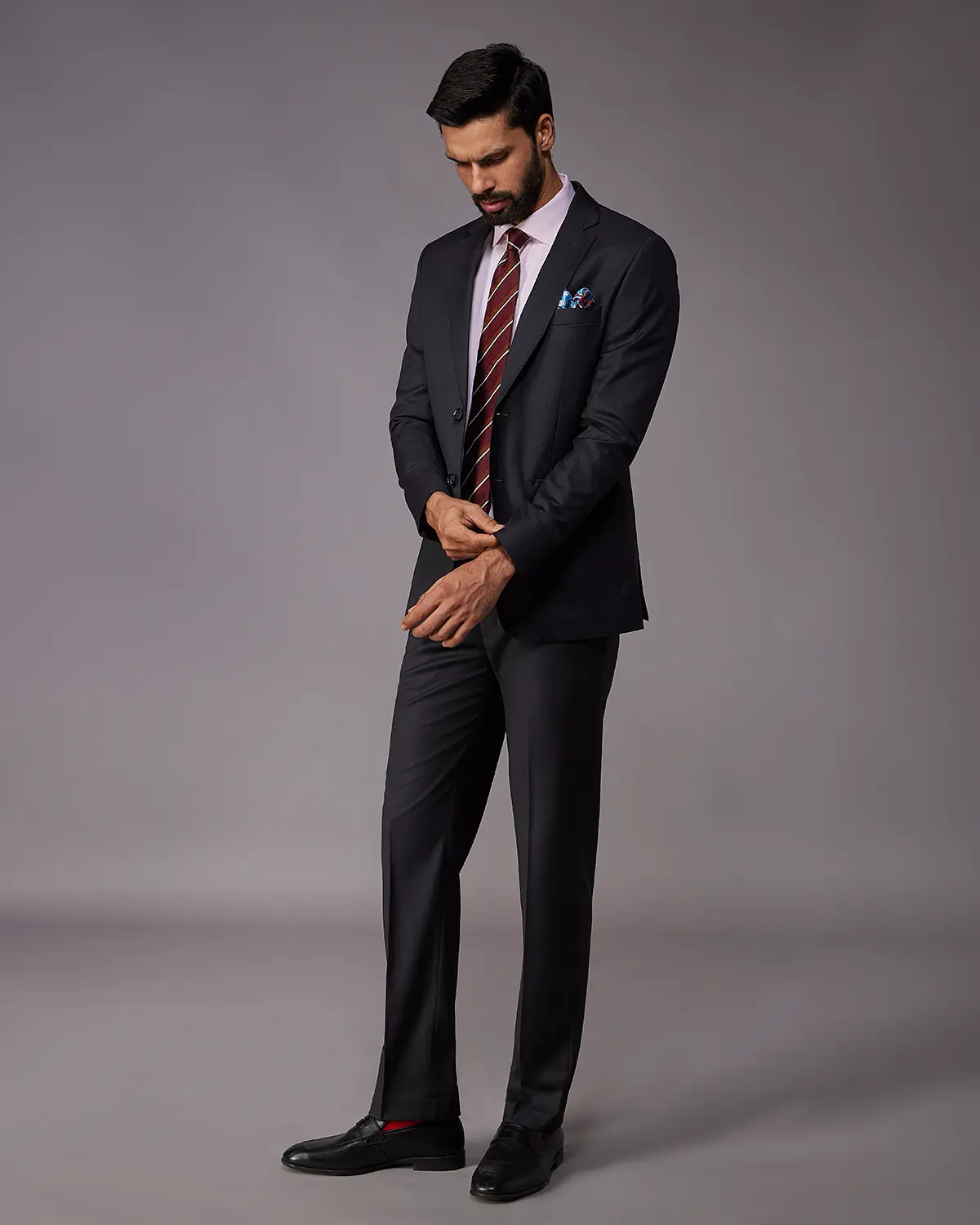 The Exquisite Blended Wool Blazer - Dark Grey - Image 3