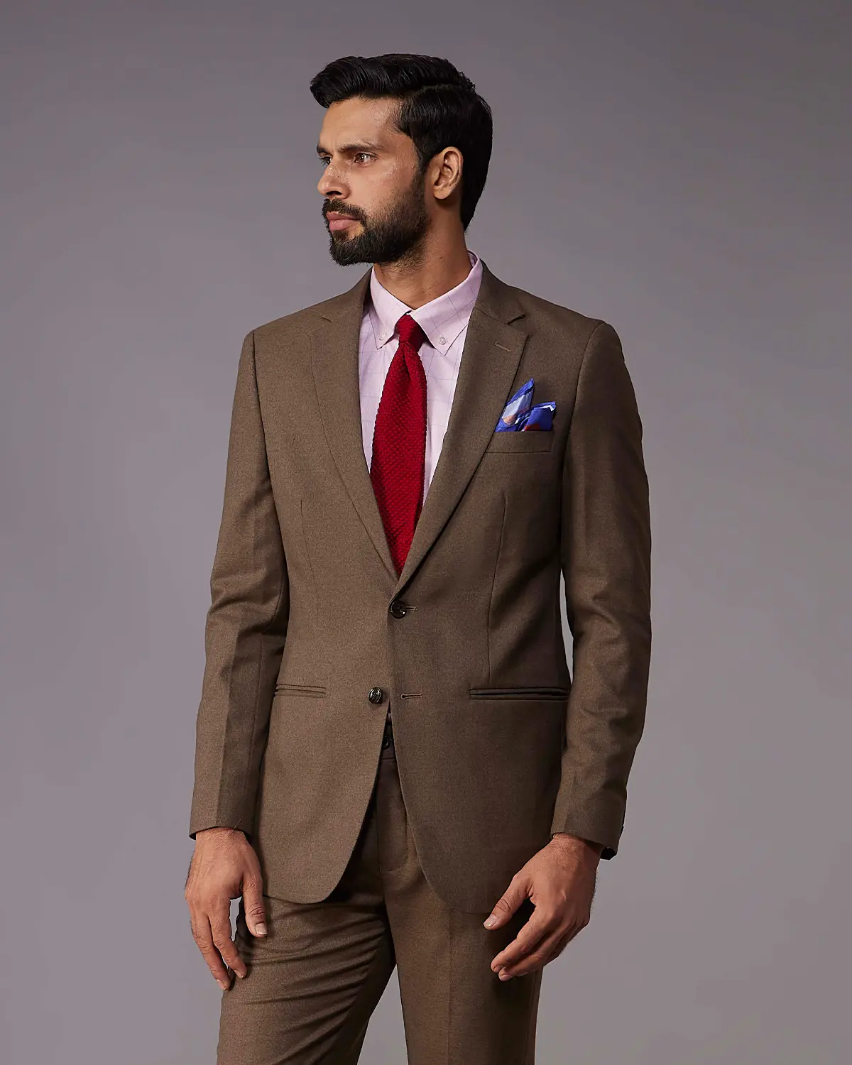 The Marquis Structured Twill Suit Blazer - Brown