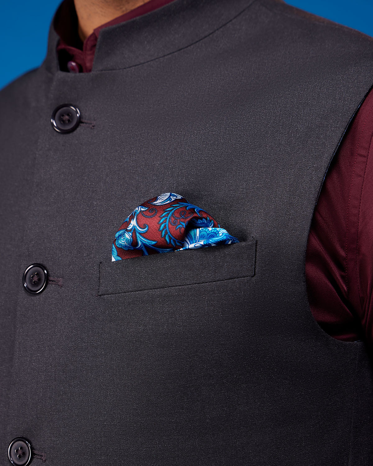 The Palatina Stretch Nehru Jacket - Dark Grey - Image 5