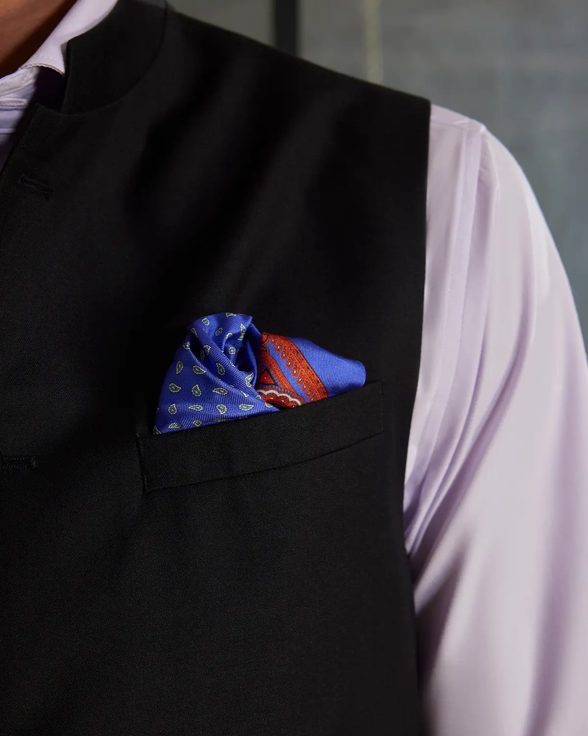 The Savoy Twill Nehru Jacket - Black - Image 3