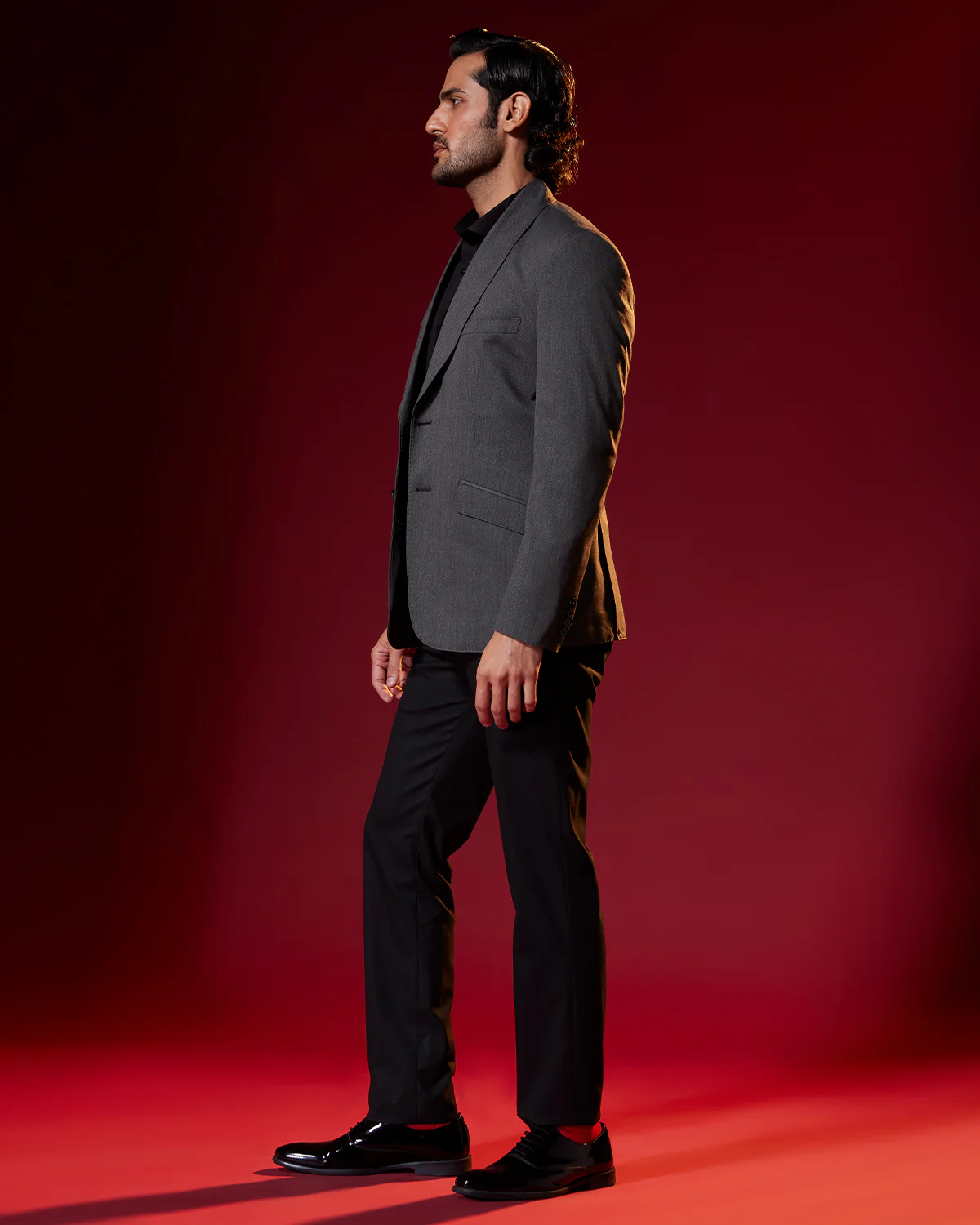 The Silvercrest Shawl Collar Blazer - Grey - Image 6