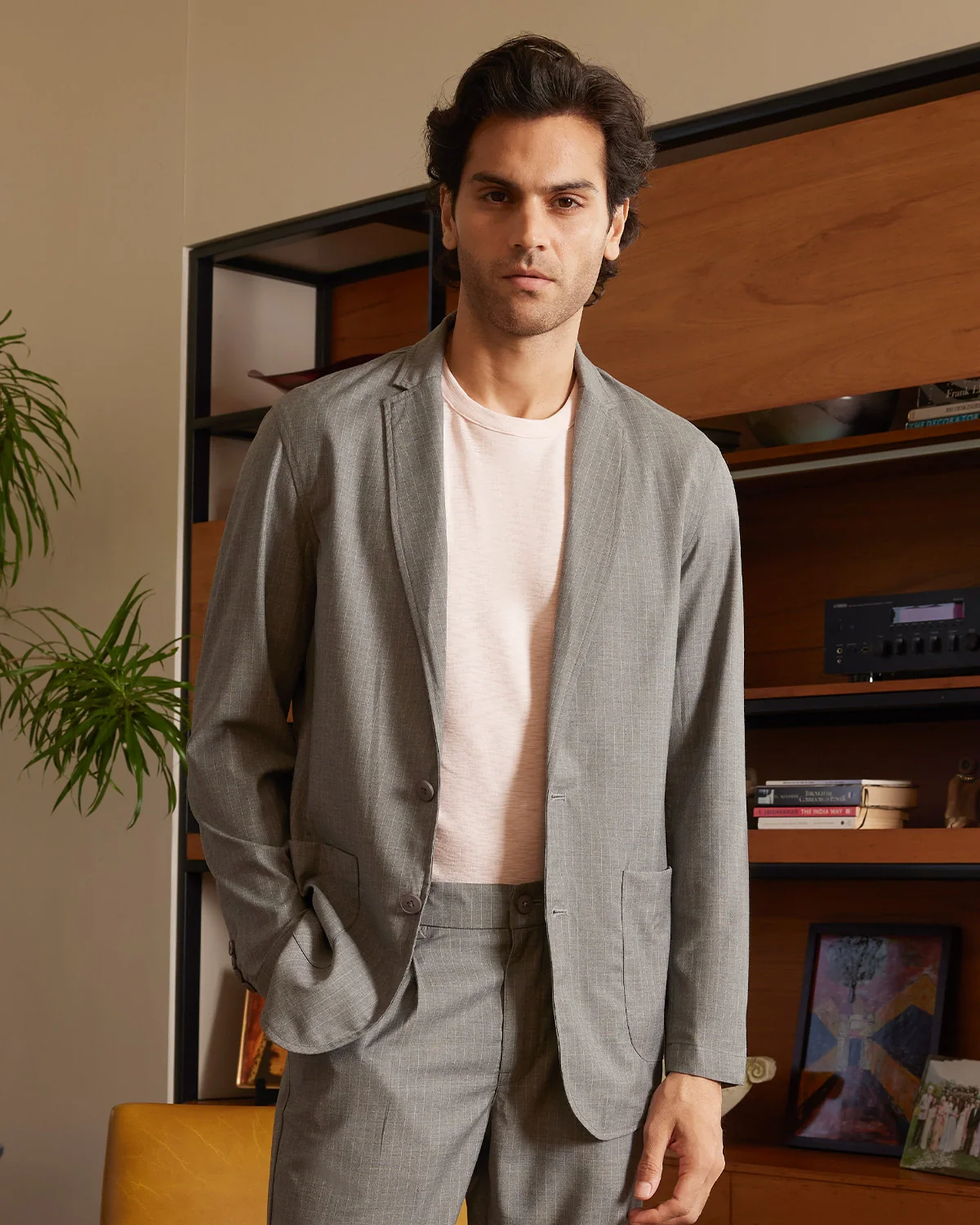 The Sorrento Striped Soft Tailored Suit - Grey - Image 3