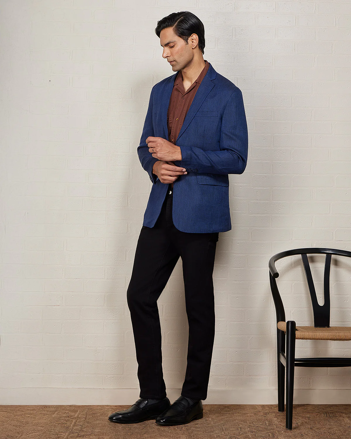 The Whitby Striped Linen Blazer - Navy - Image 3