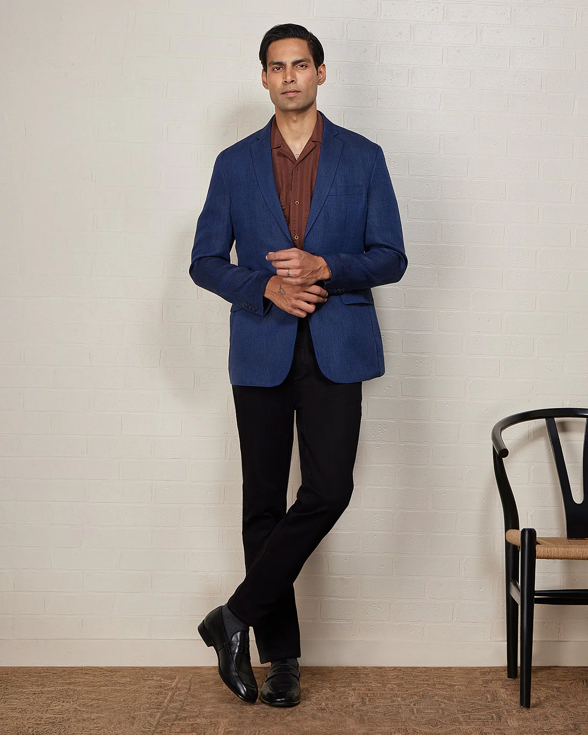 The Whitby Striped Linen Blazer - Navy - Image 4