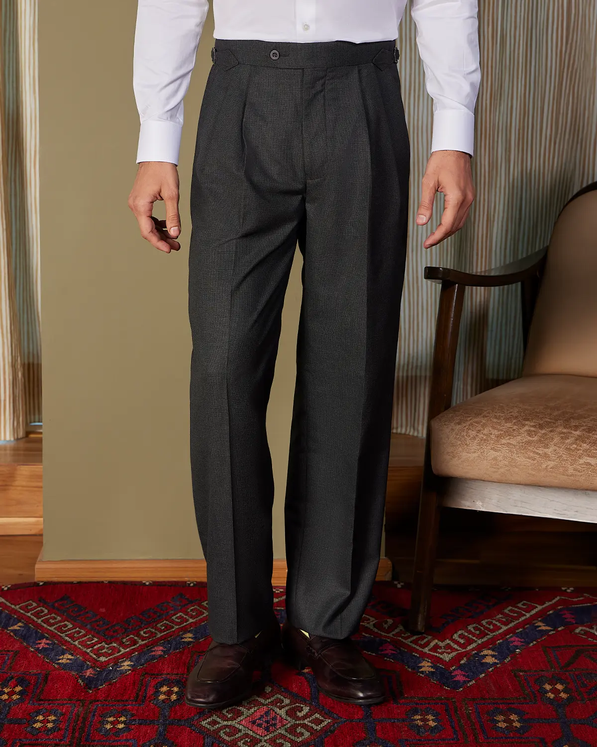 Torino Structured Relaxed Neapolitan Pants - Grey