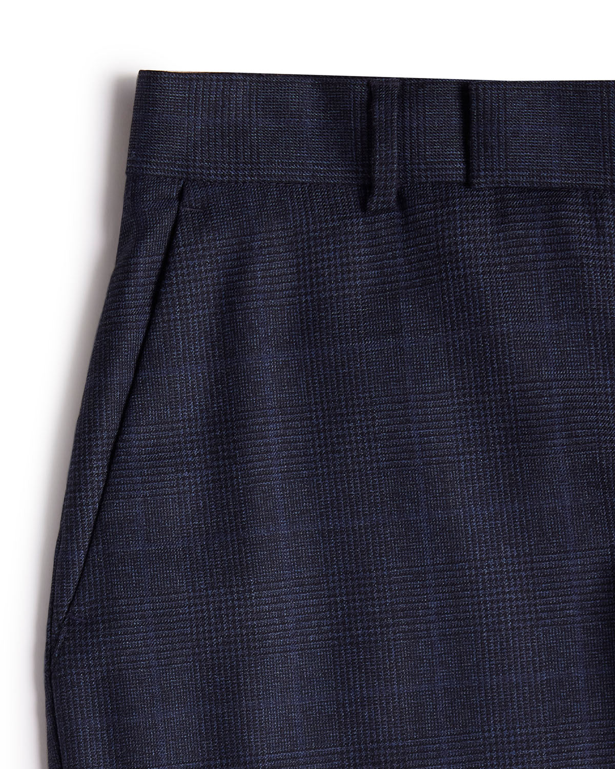 Veritas Merino Wool Checked Dress Pants - Blue - Image 2