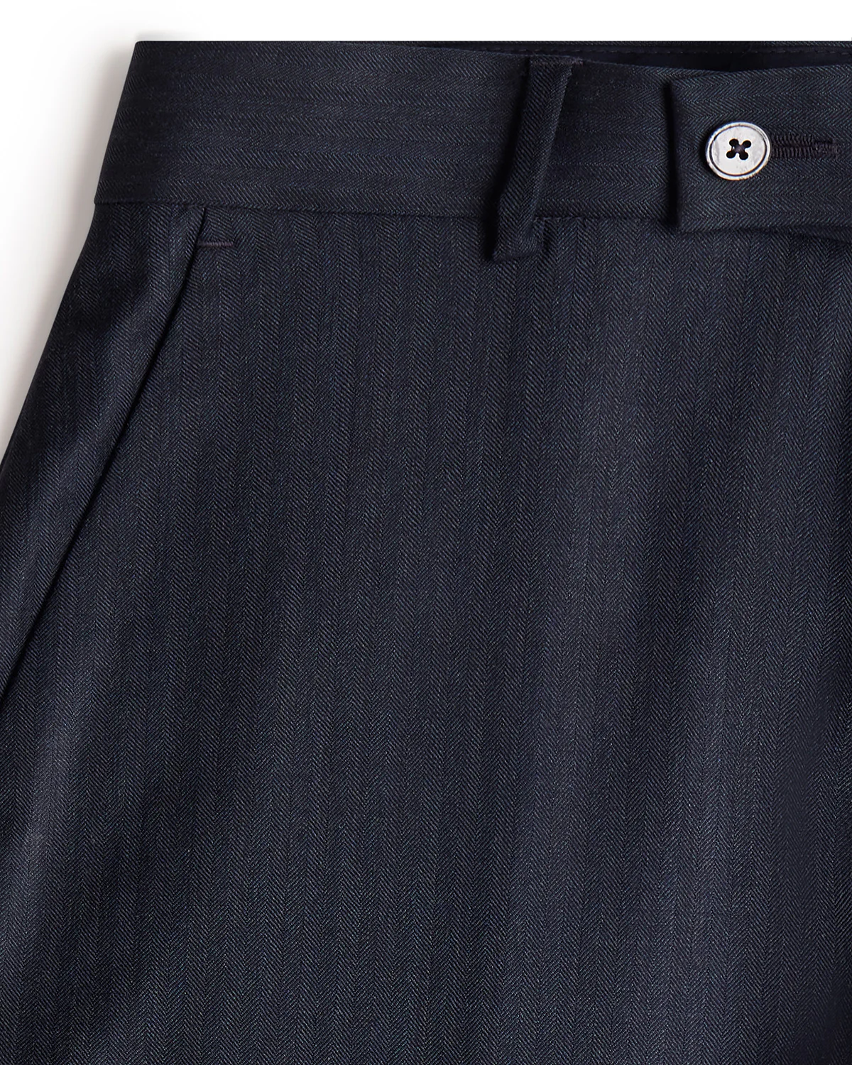 Veritas Merino Wool Herringbone Dress Pants - Blue - Image 2