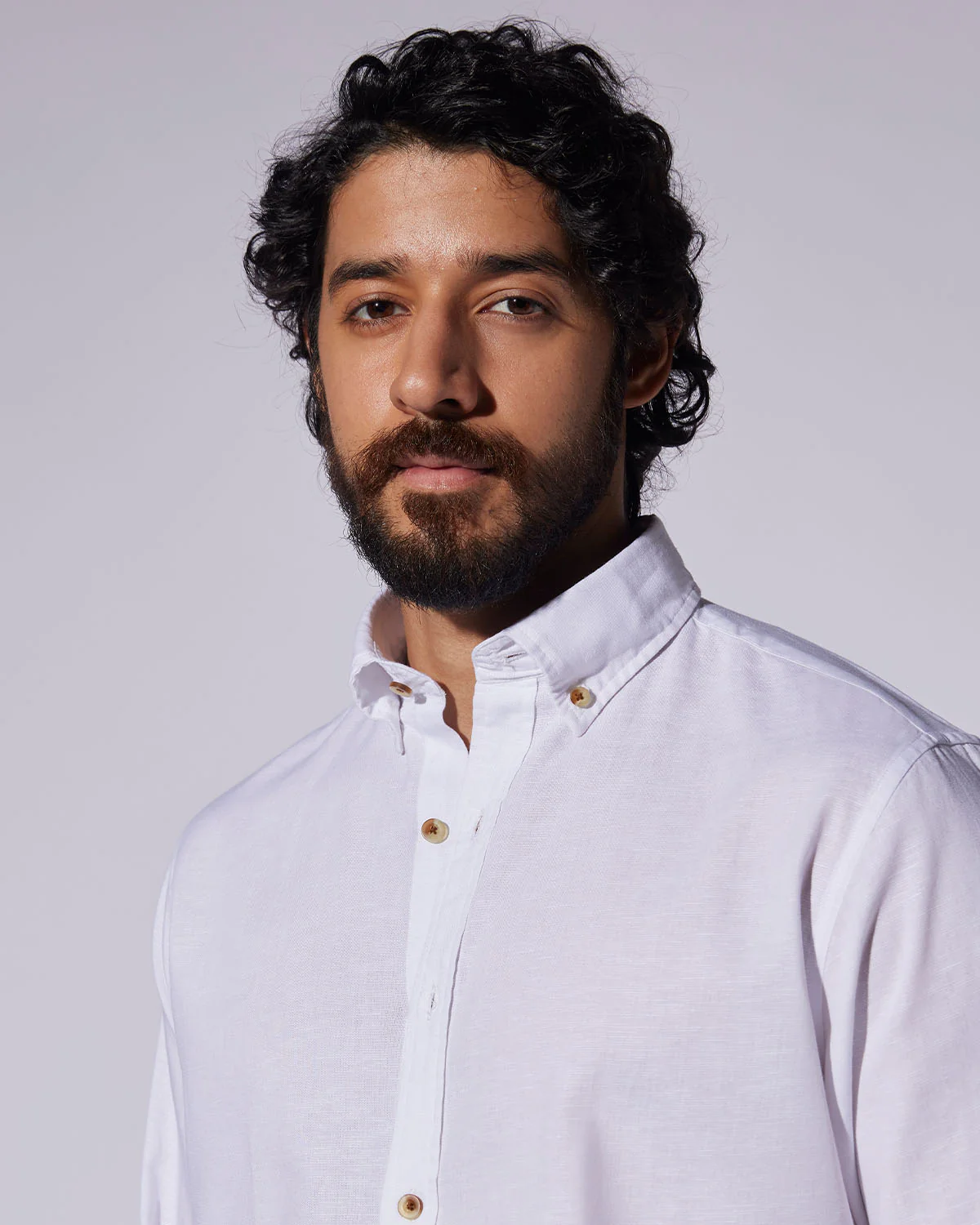 White Cotton Linen Shirt - Image 2