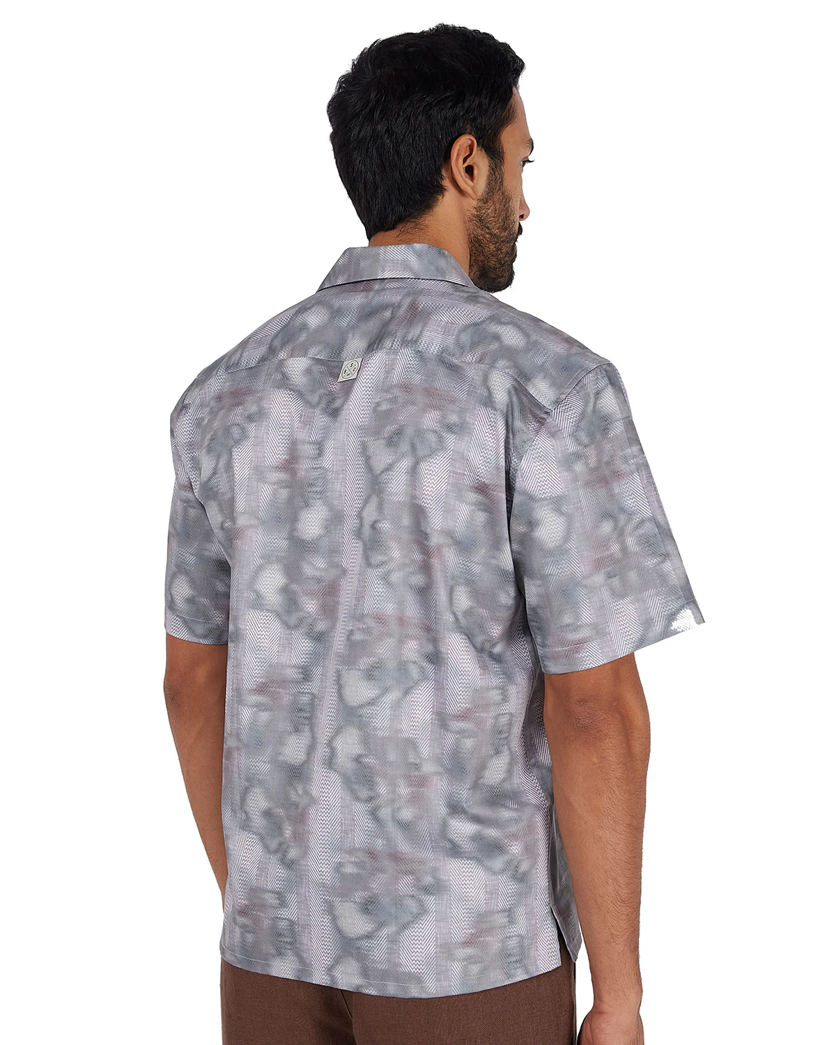 White & Grey Blurry Printed Shirt - Image 5