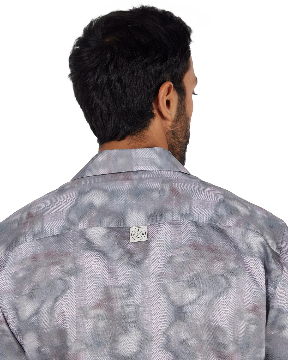 White & Grey Blurry Printed Shirt - Image 6