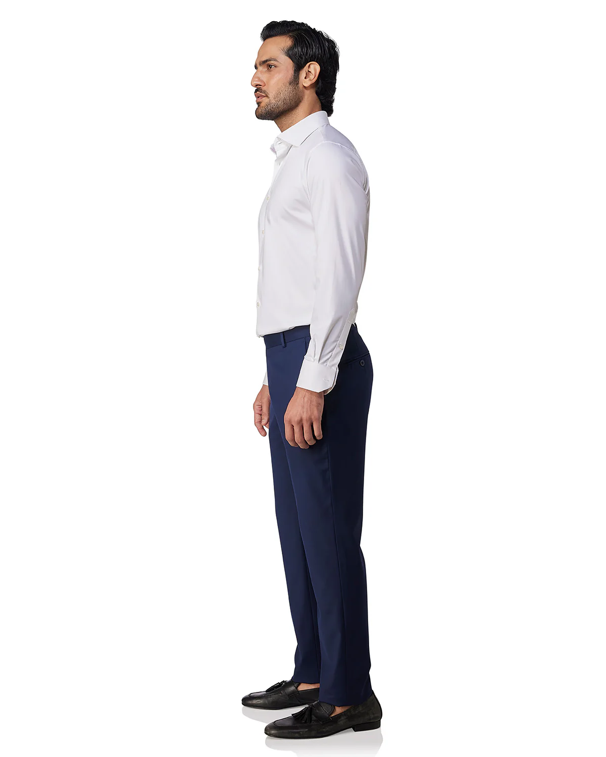 White Wrinkle-Free Stretch Satin Shirt - Image 4