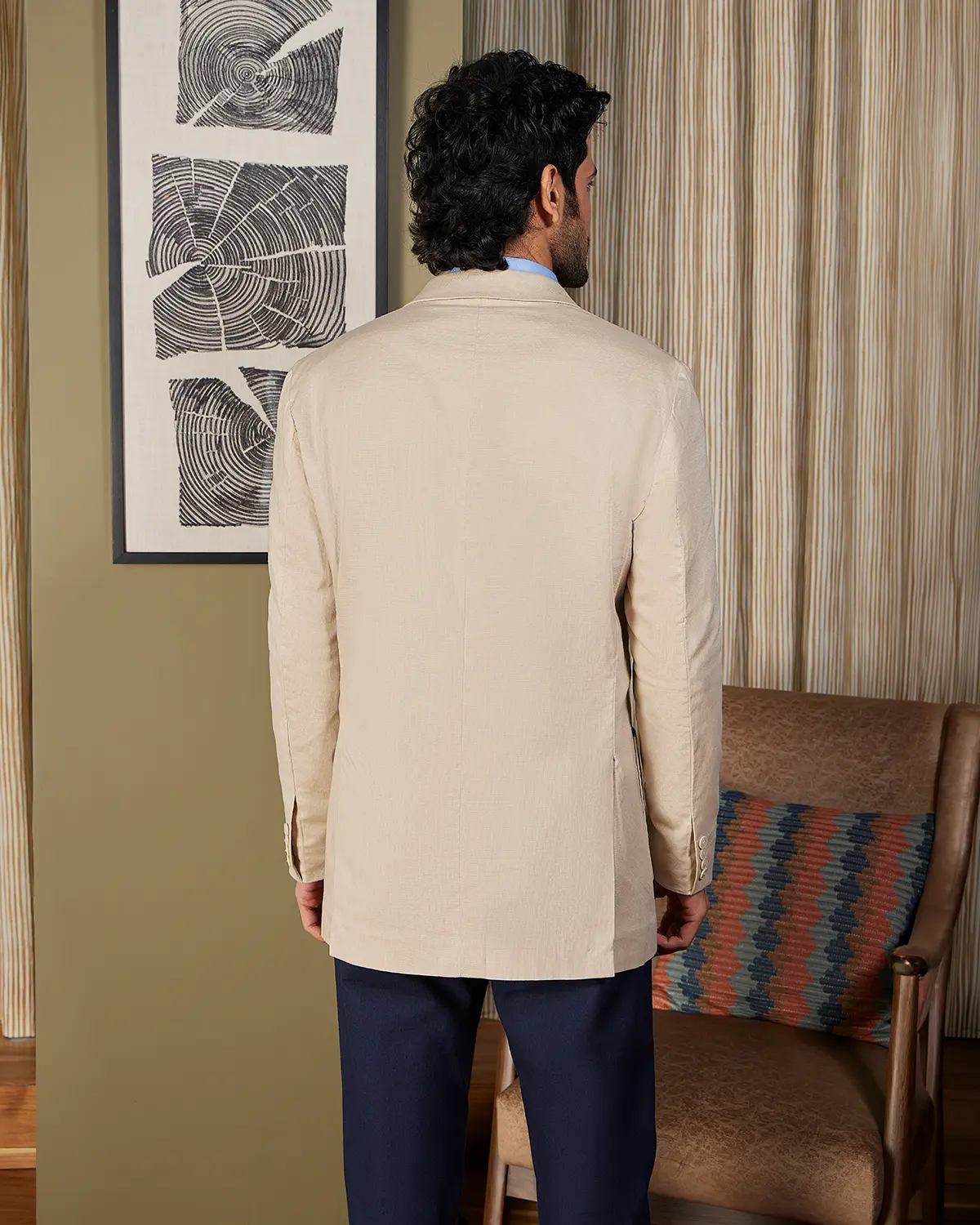 The Richmond Dobby Suit Blazer - Dark Beige - Image 2