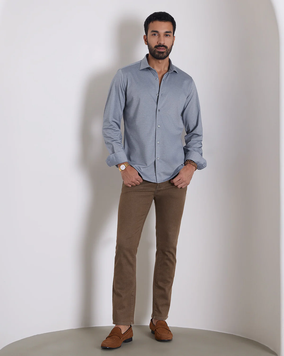 Japanese Stretch Knit Shirt - Grey - Image 4