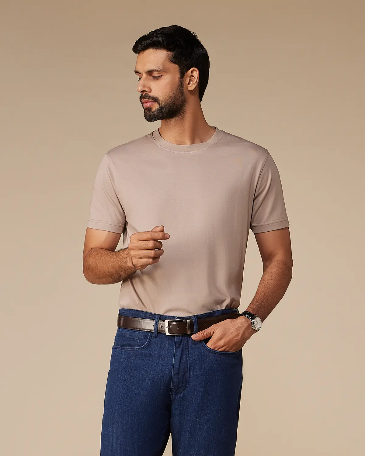 Luxe Supima Cotton T-shirt - Beige - Image 2