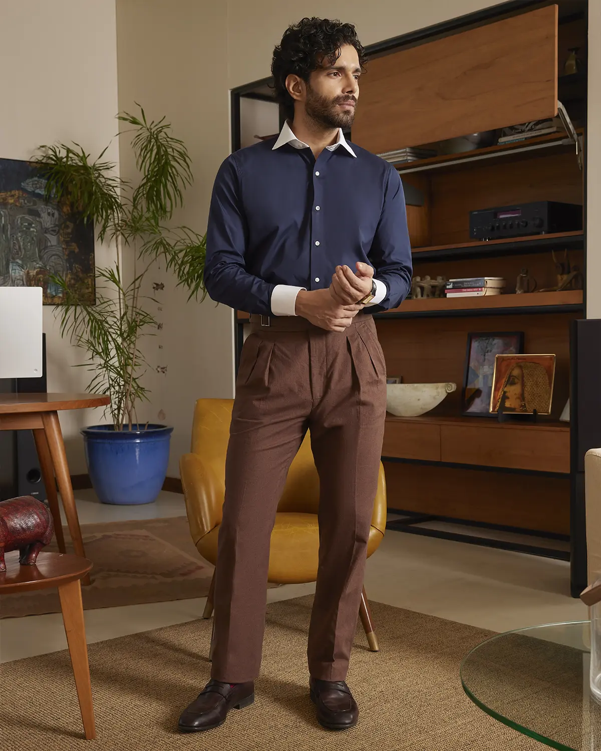 Navy Poplin Banker Shirt - Image 4